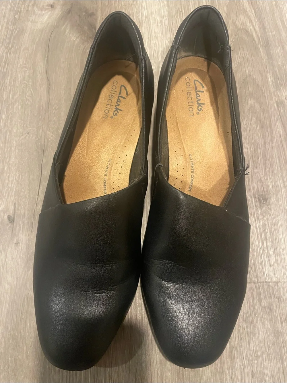 Clarks Black Leather Slip-On Loafers